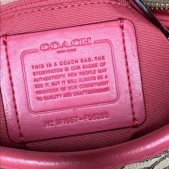 Coach Tan and Pink Signature Crossbody Bag - Picture 10 of 16